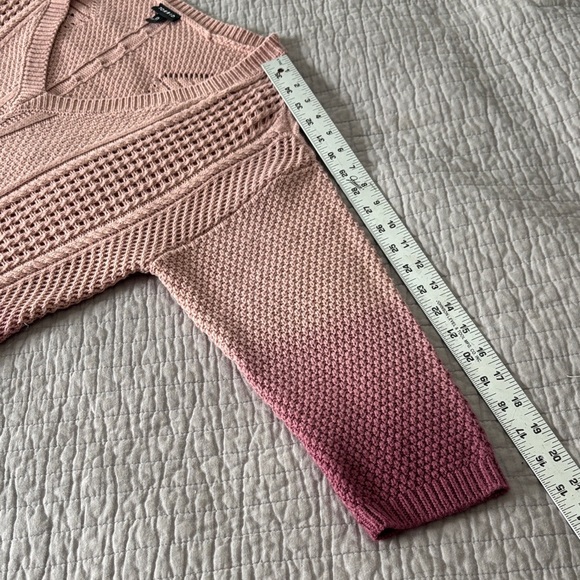 TORRID Ombre Pink Cable Knit V-Neck Sweater Tunic 0 (12 L) - Picture 7 of 8